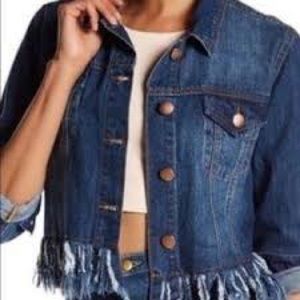 Ashley Mason denim jean fringe jacket size XS